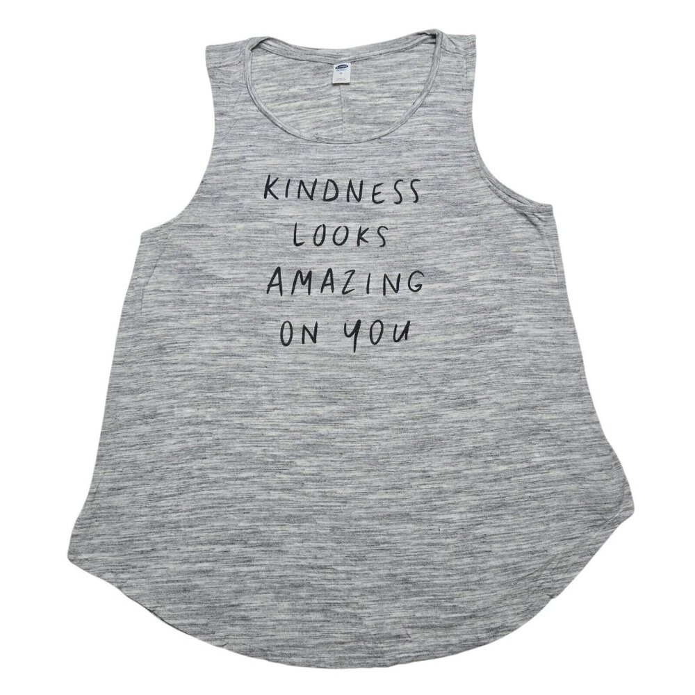 Old Navy Tank Top Womens Medium Gray Heather Kindness Stretch Sleeveless Rayon